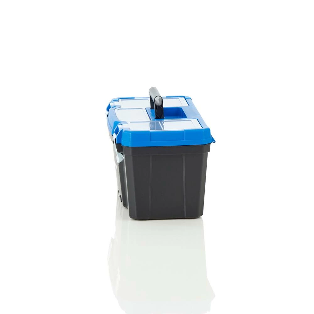 Mastercraft Portable Plastic Tool Box W/ Removable Tray & Tray Top, Blue, 19-in - Image 13
