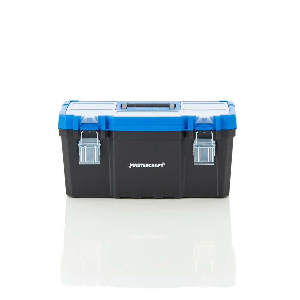 Mastercraft Portable Plastic Tool Box W/ Removable Tray & Tray Top, Blue, 19-in - Image 12