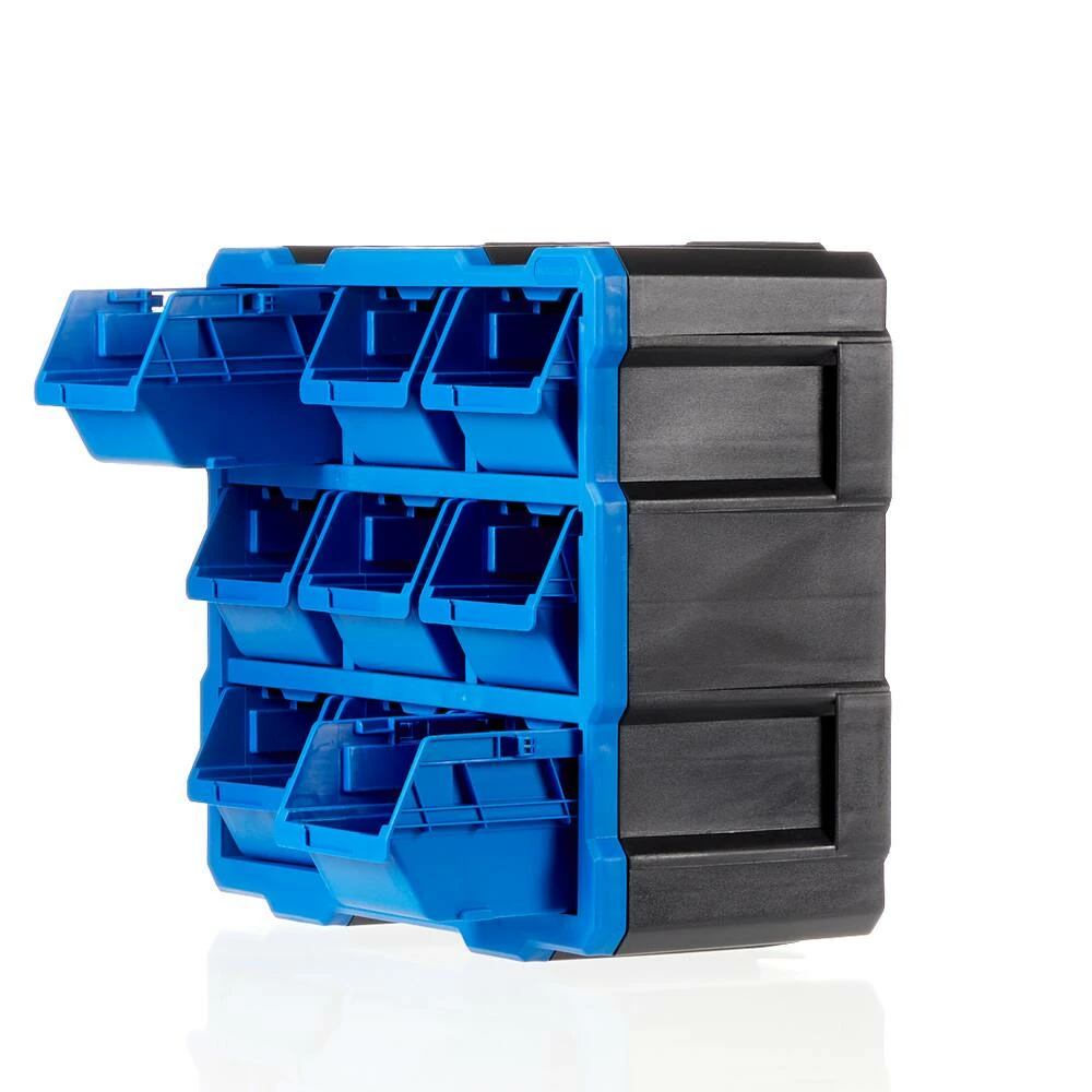 Mastercraft Raxx Stackable Wall-Mountable 9-Bin Parts Cabinet, 15x7x13-in - Image 8