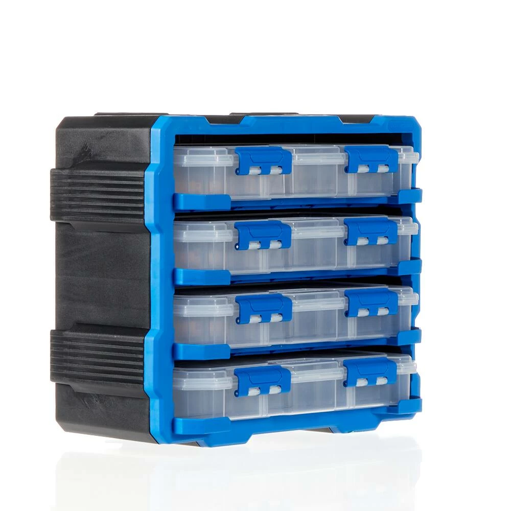 Mastercraft Raxx Stackable Wall-Mountable 4-Organizers Parts Cabinet, 15x7x13-in - Image 9