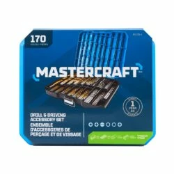 Mastercraft Titanium-Nitride Coated Drill & Drive Set For Wood, Metal, Plastic, Masonry, 170-pc