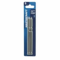 Mastercraft #2 Square Head Carbide Assorted Screwdriver Bit Set For Metal, Plastic, Masonry, 5-pc