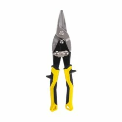 Mastercraft Aviation Snips, Locking Latch, Cr-V Steel, Straight Cut, Yellow, 10-in