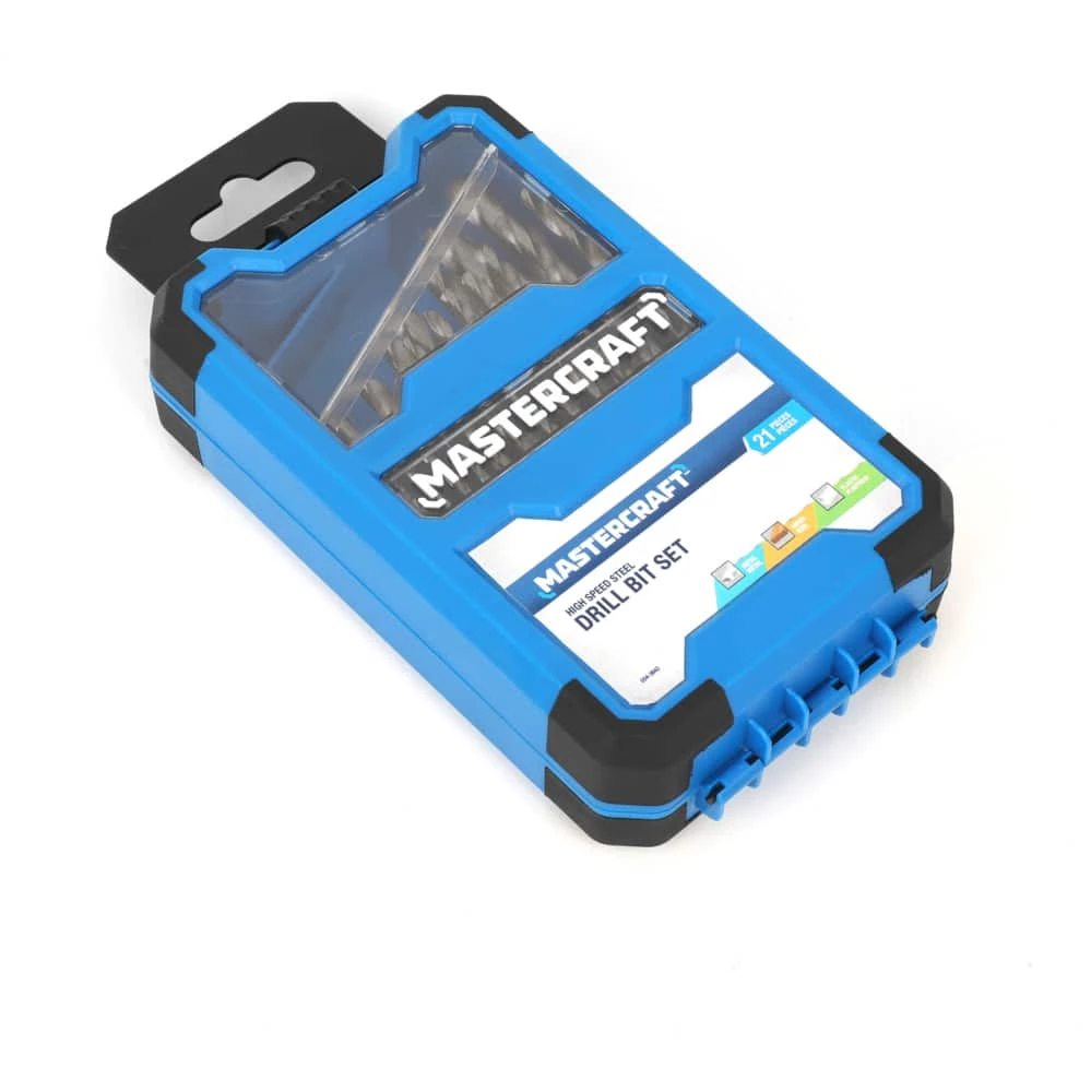 Mastercraft HSS Drill Bit Set For Wood, Metal, Plastic, 21-pc