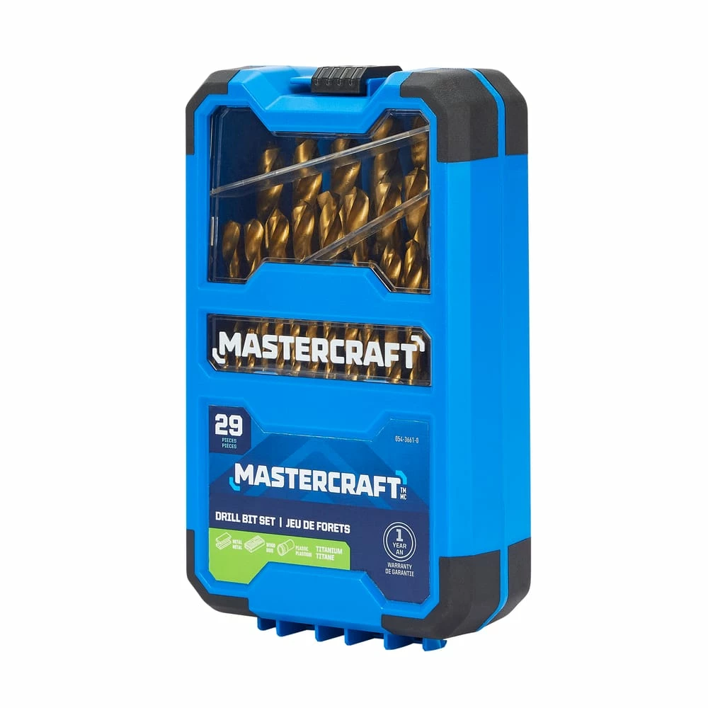 Mastercraft Titanium Drill Bit Set For Wood, Metal, Plastic, 29-pc