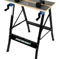Mastercraft Steel Folding Work Table / Sawhorse W/ MDF Tabletop, 25x30x24-30-in