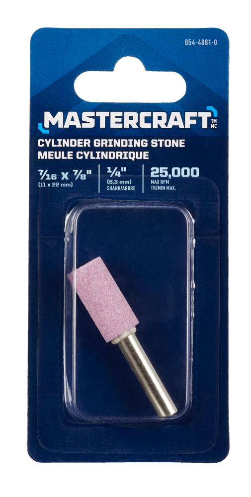 Mastercraft 7/16 X 7/8-in Coarse CylindricalAluminum Oxide Grinding Stone For Wood, Metal, Plastic, Dry Use