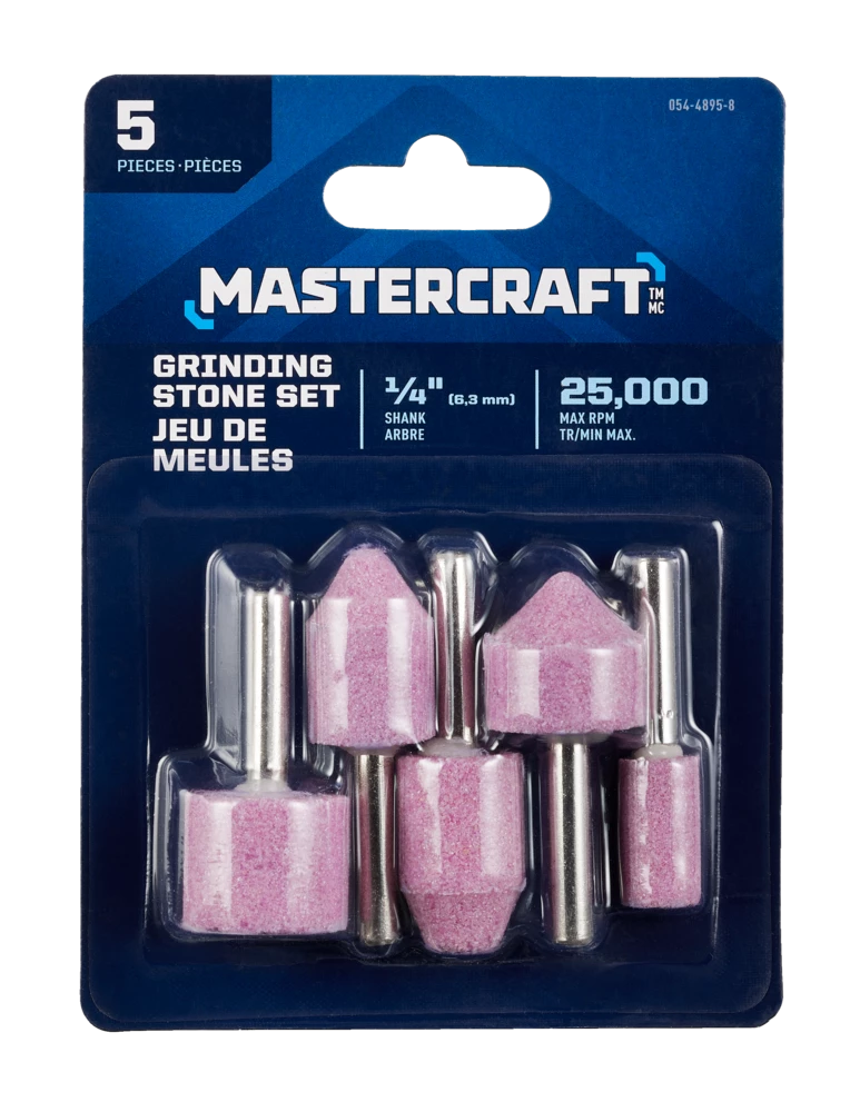 Mastercraft Aluminum Oxide Grinding Stone Set For Wood, Metal, Plastic, Dry Use, 5-pc