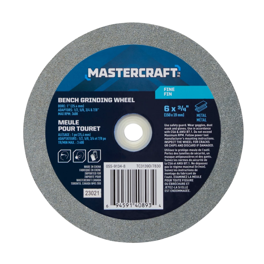 Mastercraft 6-in X 3/4-in 120 Grit Aluminum Oxide Bench Grinding Wheel/Disc Kit For Metal - Image 4