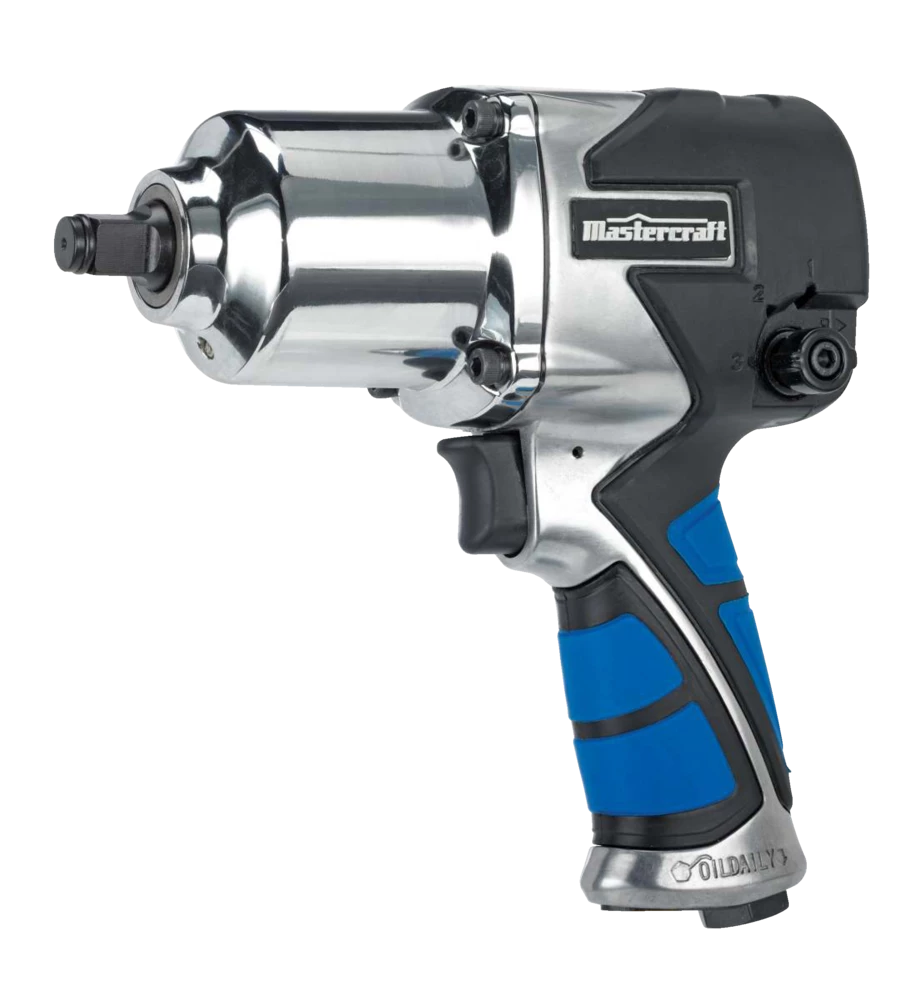 Mastercraft 1/2-in Pneumatic Air Impact Wrench With Rubber Grip, 7500RPM