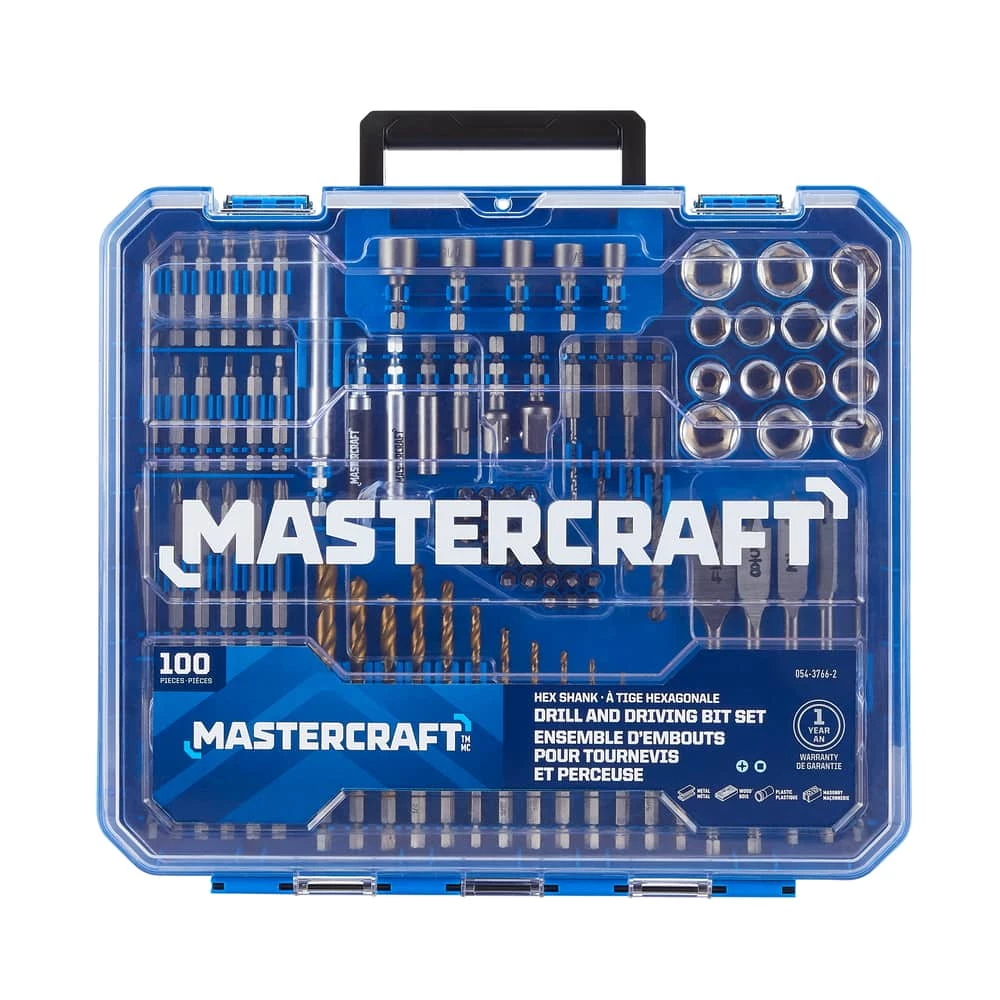 Mastercraft Hex Shank Drill & Drive Set For Wood, Metal, Plastic, Masonry, 100-pc