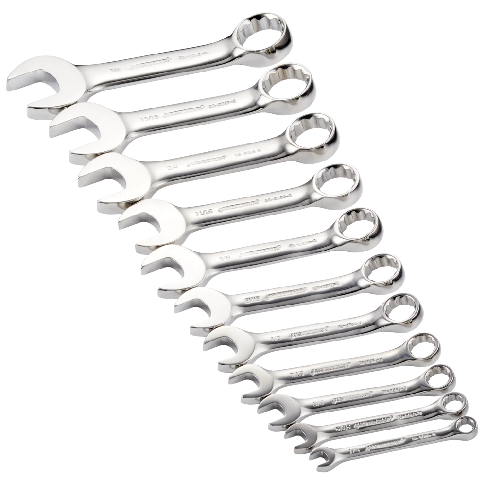 Mastercraft Combination Stubby Wrench Set, SAE, CRV, Assorted Sizes, 11-pc