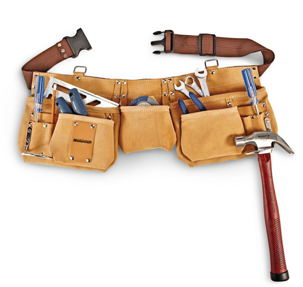 Mastercraft Suede Leather Adjustable Tool Belt W/ 11 Pockets