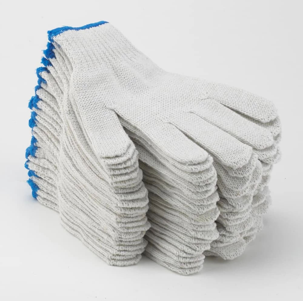 Mastercraft Knit Elastic Cuff Gloves, White/Blue, 12-pk