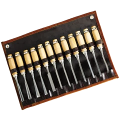 Mastercraft 12-pc Wood Carving Tool Set With Pouch, Forged Steel Blades And Wooden Handles