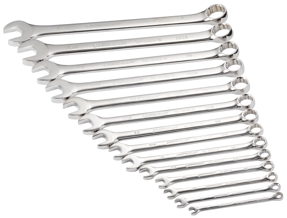 Mastercraft Combination Wrench Set, 14-pcs, SAE, Nickel-Chrome Plating