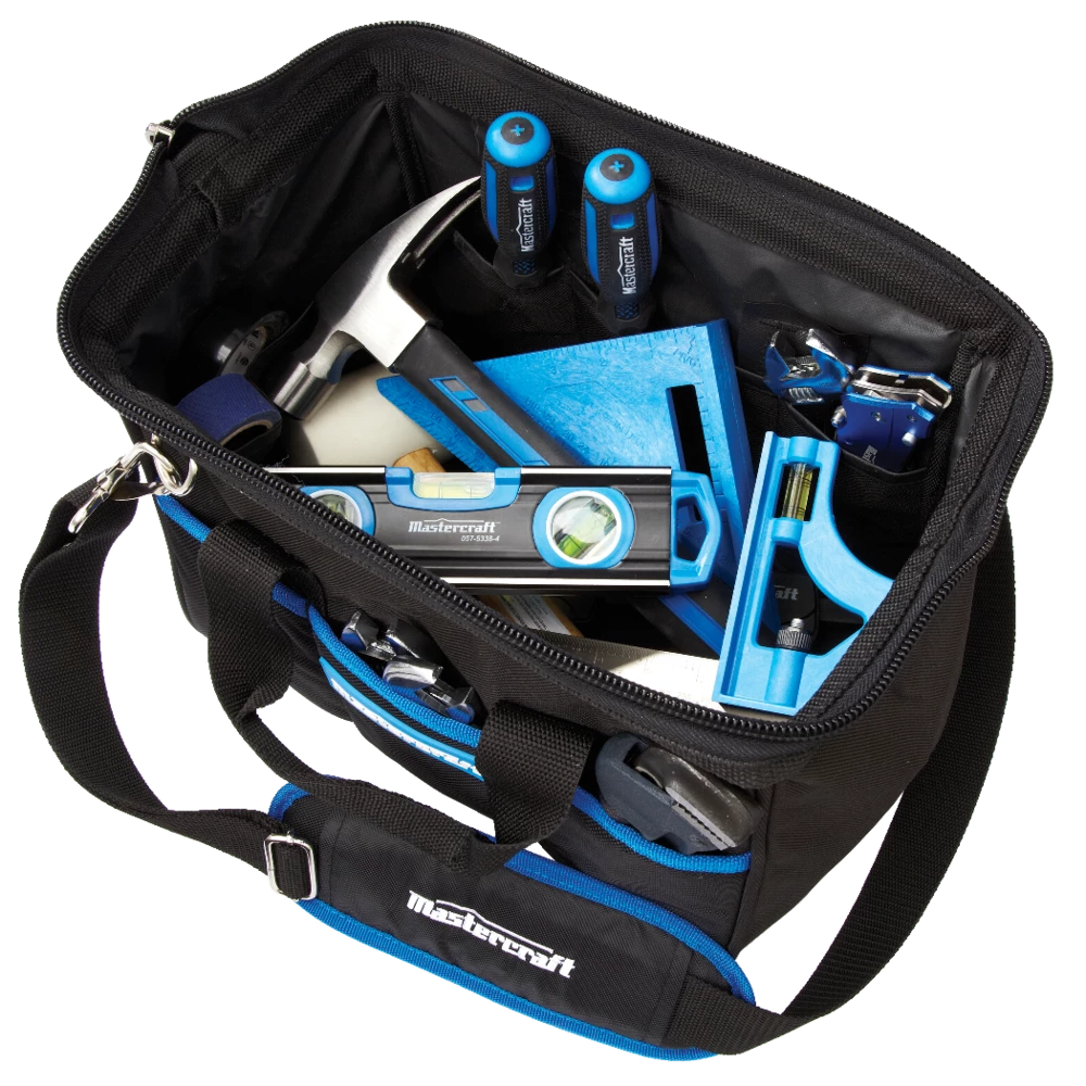Mastercraft Zipped Tool Bag W/ Shoulder Strap, 14 Pockets, - Image 2