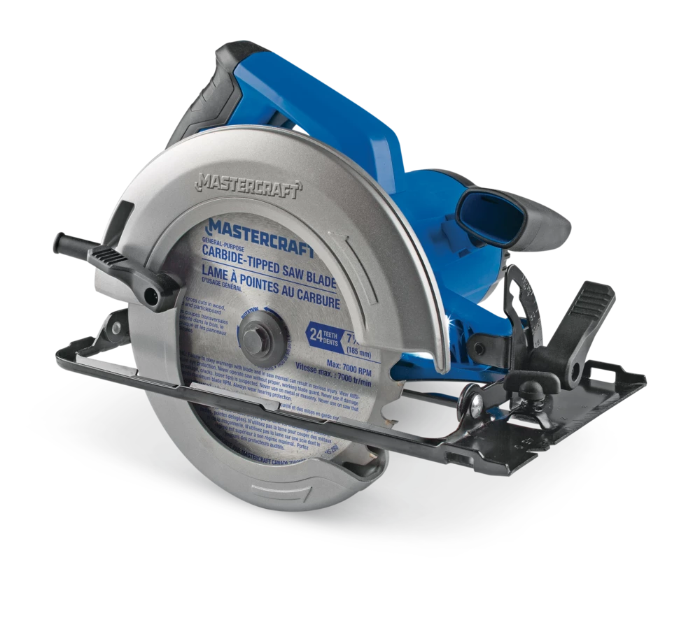 Mastercraft 14A Circular Saw With LED Work Light, Carbide-Tipped Blade & Wrench, 7-1/4-in