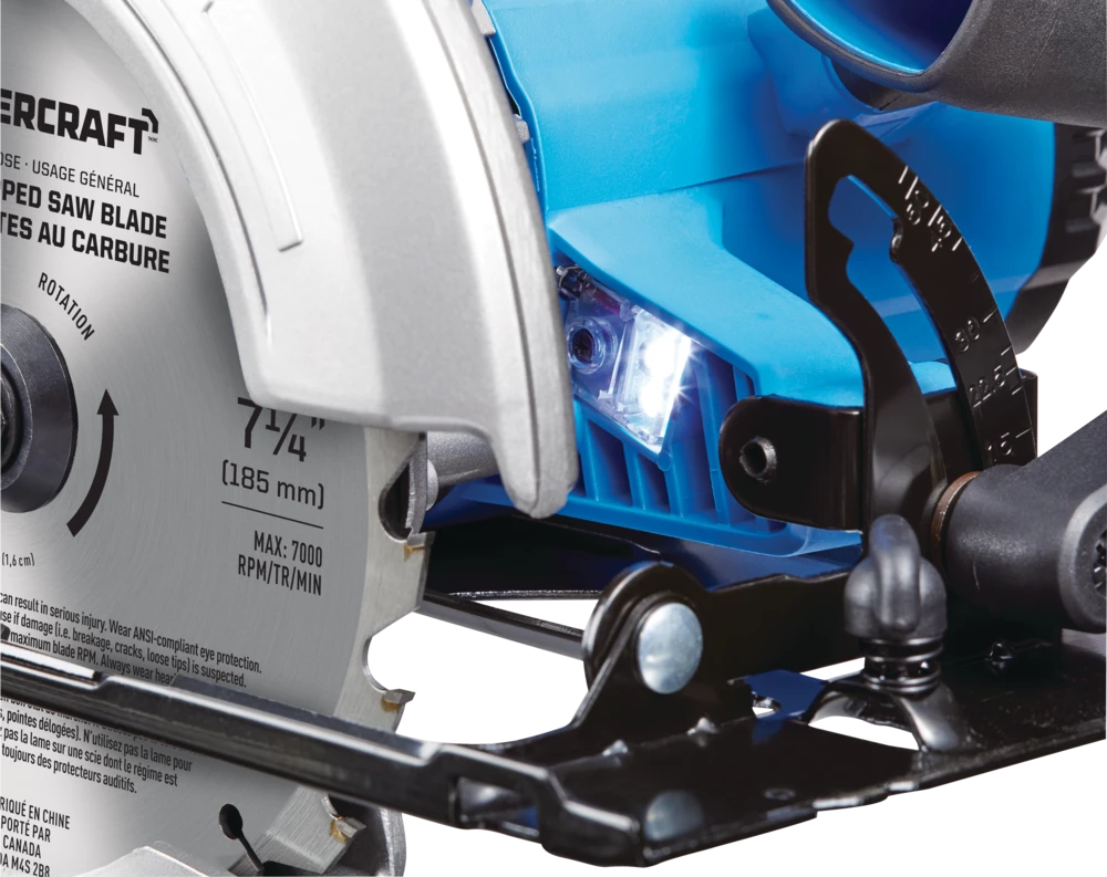 Mastercraft 14A Circular Saw With LED Work Light, Carbide-Tipped Blade & Wrench, 7-1/4-in - Image 8