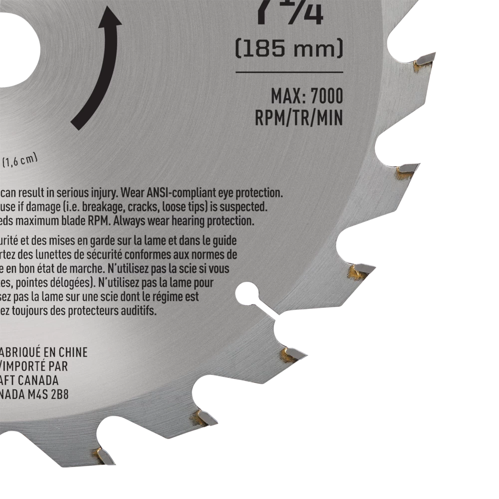 Mastercraft 14A Circular Saw With LED Work Light, Carbide-Tipped Blade & Wrench, 7-1/4-in - Image 6