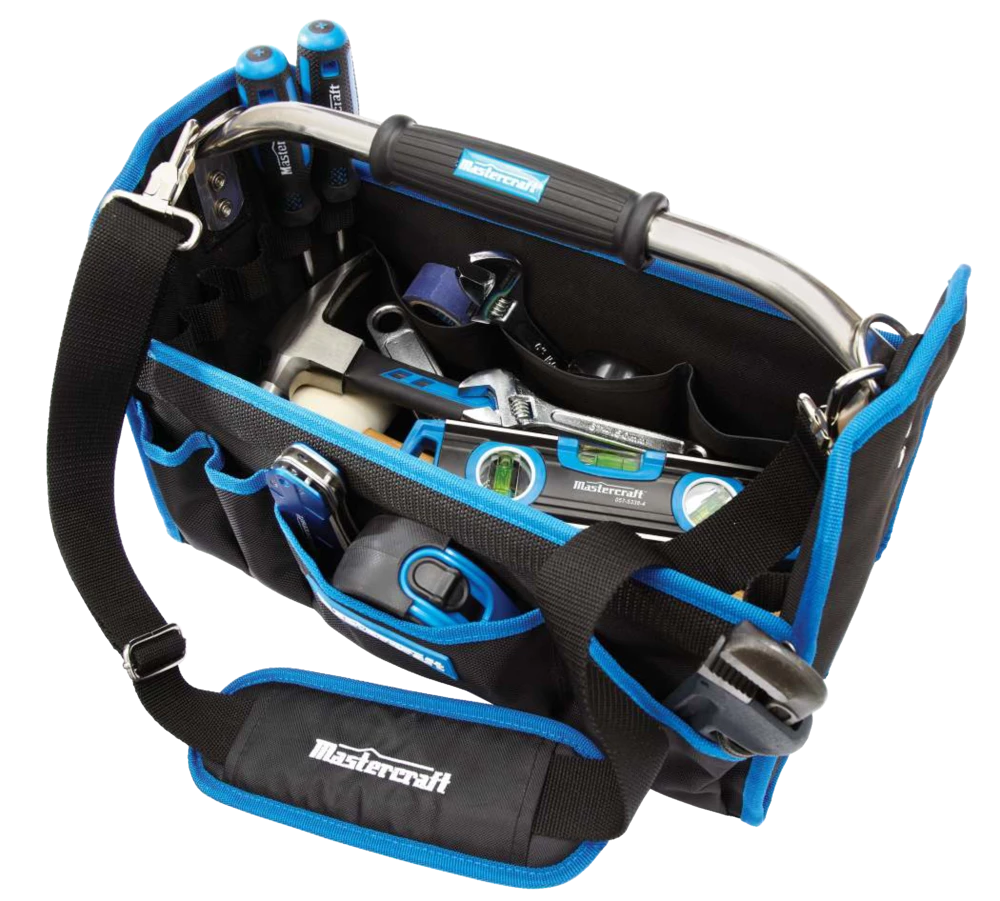 Mastercraft Open Top Tote Tool Bag, 18 Pockets, 15-in