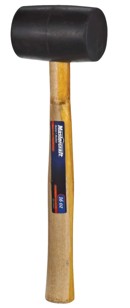 Mastercraft 16-oz Rubber Mallet, Black With Wood Handle, Non-Marring - Image 2