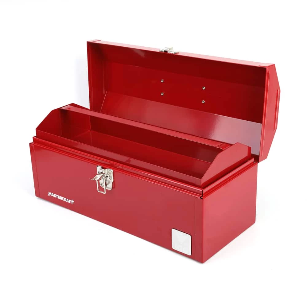 Mastercraft Portable Metal Hip Roof Tool Box W/ Removable Tray, Red, 17-in - Image 3