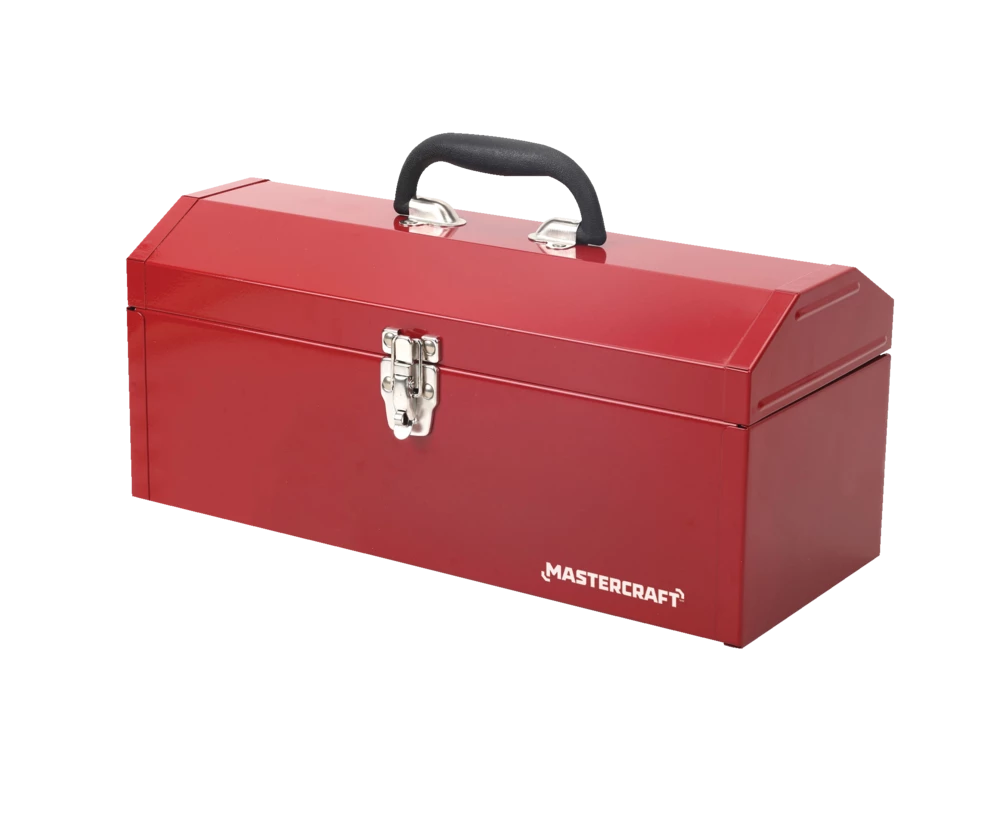 Mastercraft Portable Metal Hip Roof Tool Box W/ Removable Tray, Red, 17-in - Image 4