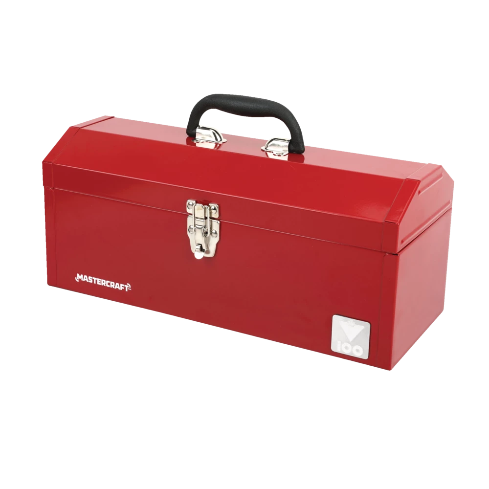 Mastercraft Portable Metal Hip Roof Tool Box W/ Removable Tray, Red, 17-in - Image 2