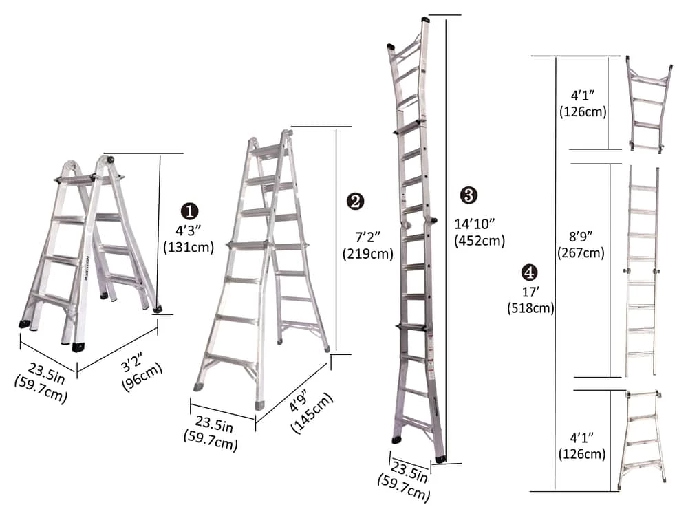 Mastercraft Grade 1A Aluminum Multi-Task Ladder, 17-ft, 300-lb - Image 3