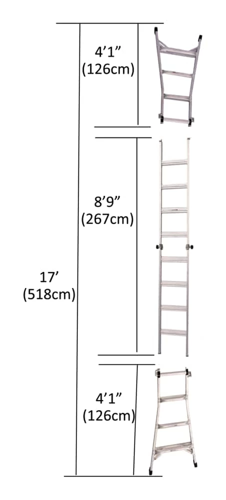Mastercraft Grade 1A Aluminum Multi-Task Ladder, 17-ft, 300-lb - Image 5