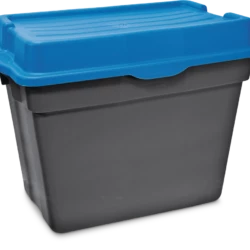 Mastercraft Heavy Duty Stackable Storage Box With Hinged Lid, 170-L, Black/Blue