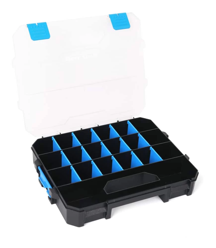 Mastercraft Portable Stackable Small Parts 18-Bins Organizer Tray W/ Lid, 12x10x2-in - Image 2
