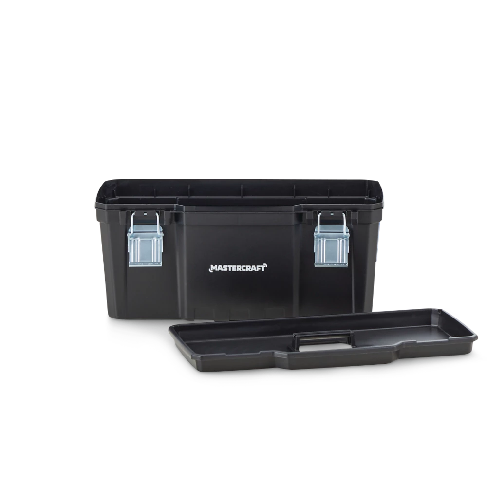 Mastercraft Portable Plastic Tool Box W/ Removable Tray & Tray Top, Blue, 19-in - Image 6