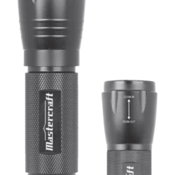 Mastercraft 250/500 Lumens Aluminum LED Handheld Flashlights, Batteries Included, Black, 2-pk