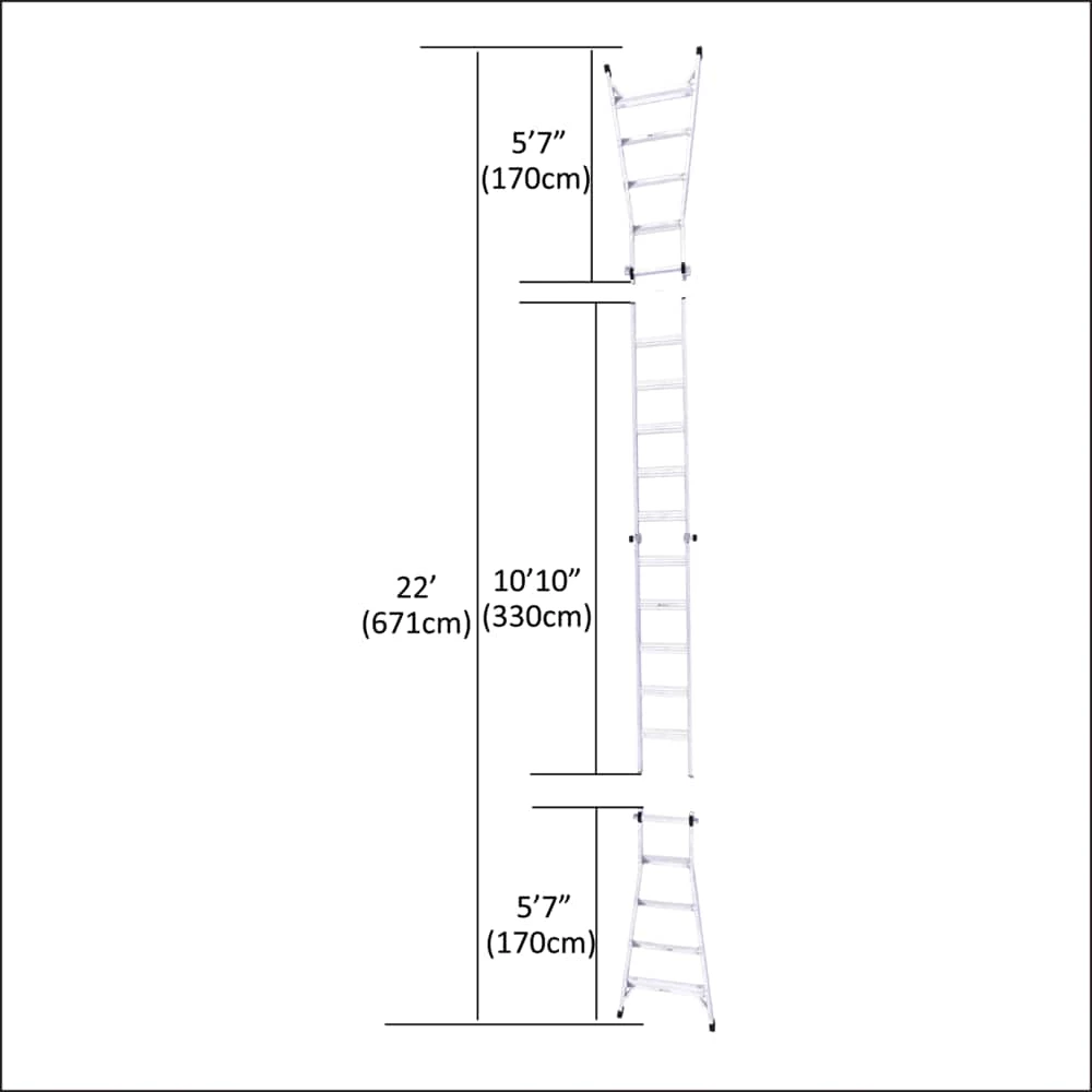 Mastercraft CSA Grade 1 Aluminum Multi-Task Ladder, 21-ft, 250-lb - Image 5