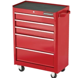 Mastercraft Rolling Tools Storage Cabinet W/ 5 Drawers, Deep Red, 24-in