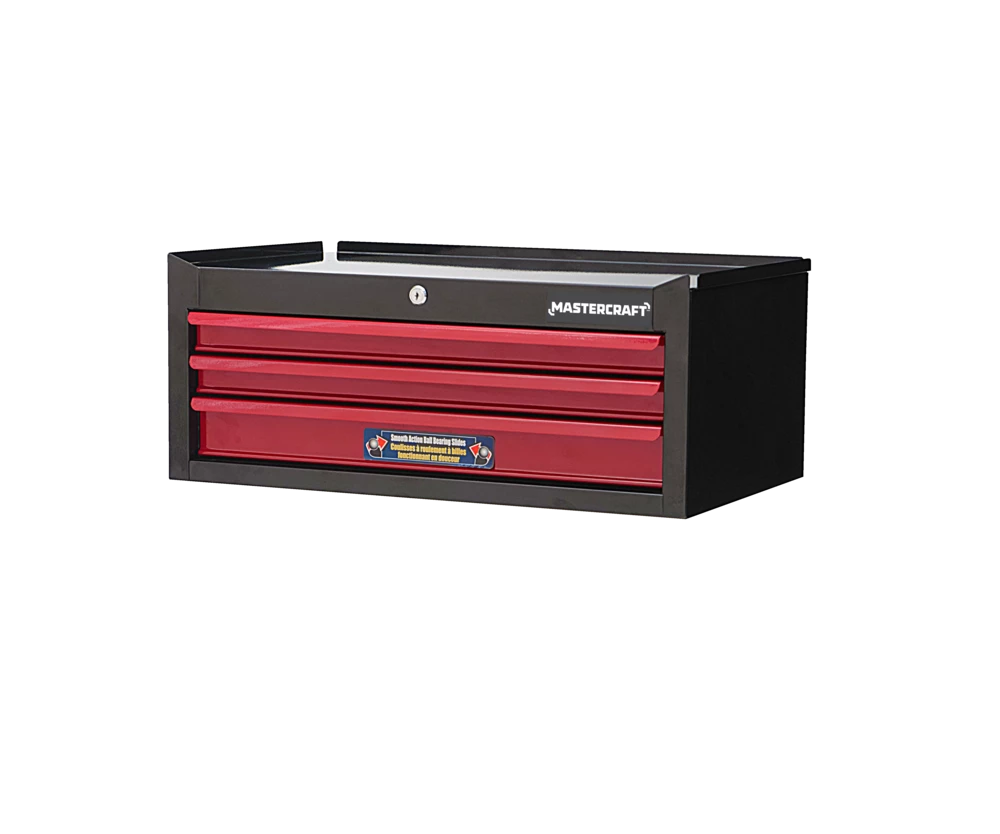 Mastercraft Middle/Intermediate Tool Chest W/ 3 Drawers, Black & Red, 26-in