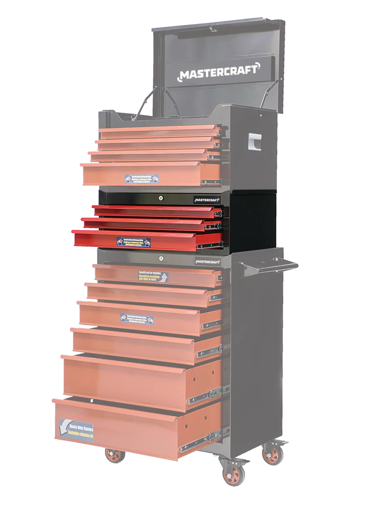 Mastercraft Middle/Intermediate Tool Chest W/ 3 Drawers, Black & Red, 26-in - Image 4
