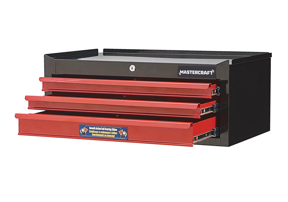 Mastercraft Middle/Intermediate Tool Chest W/ 3 Drawers, Black & Red, 26-in - Image 3