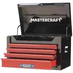 Mastercraft Tool Chest W/ 4 Drawers, Black & Red, 26-in