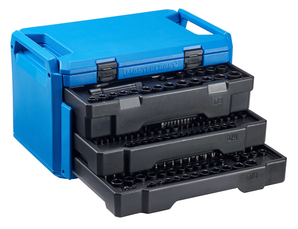 Mastercraft Socket Set, SAE/Metric, CRV, Black Steel Finish, 260-pc