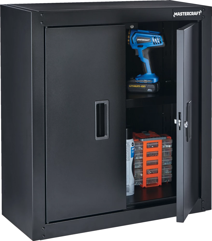 Mastercraft 2-Door Wall Cabinet With 2 Adjustable Shelves, Black Series, 28 X 12 X 29.5-in - Image 5