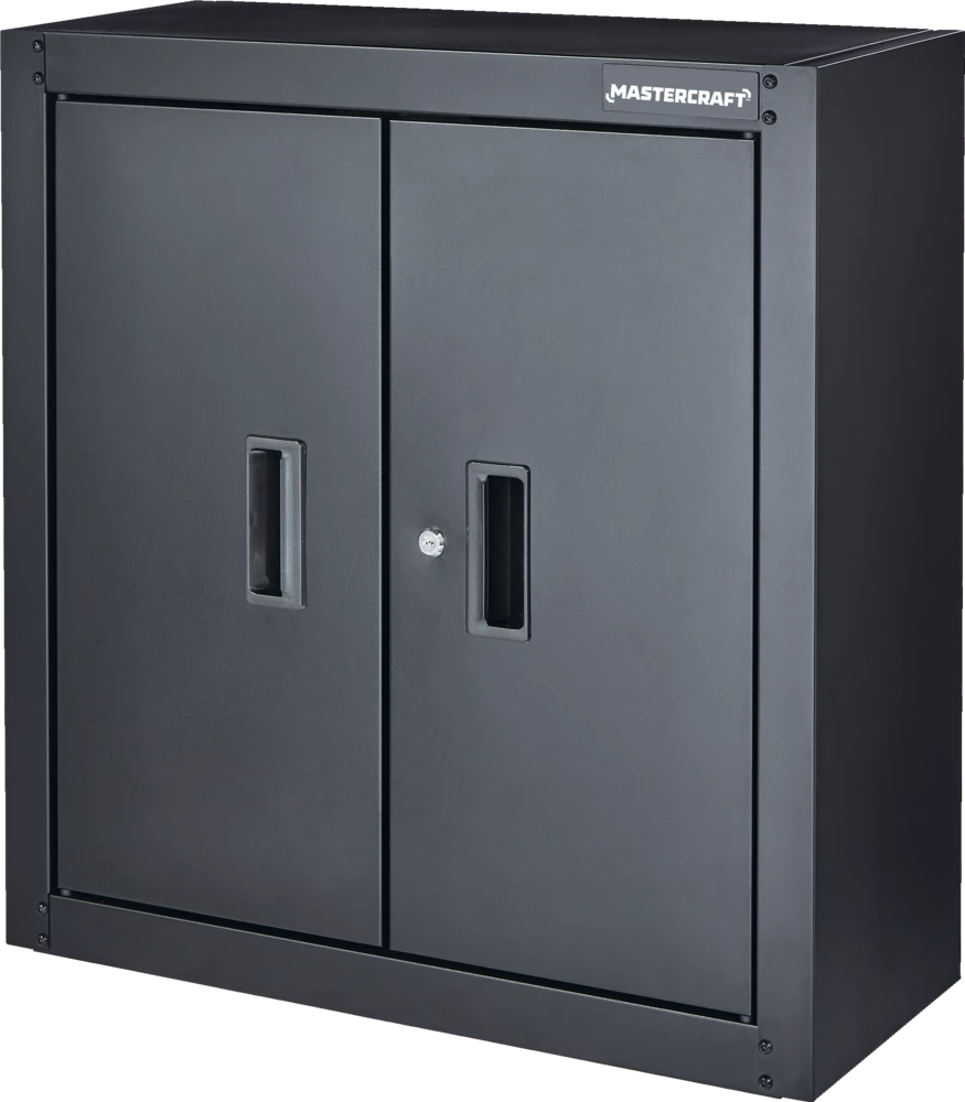Mastercraft 2-Door Wall Cabinet With 2 Adjustable Shelves, Black Series, 28 X 12 X 29.5-in