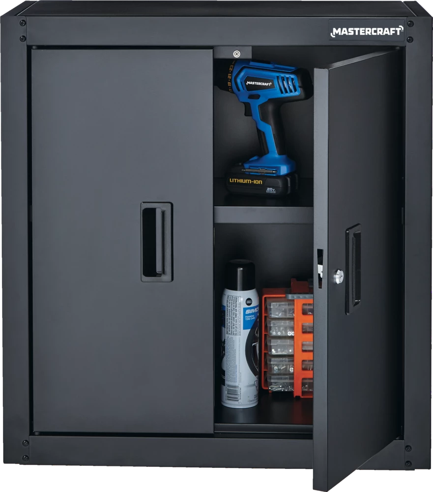 Mastercraft 2-Door Wall Cabinet With 2 Adjustable Shelves, Black Series, 28 X 12 X 29.5-in - Image 4