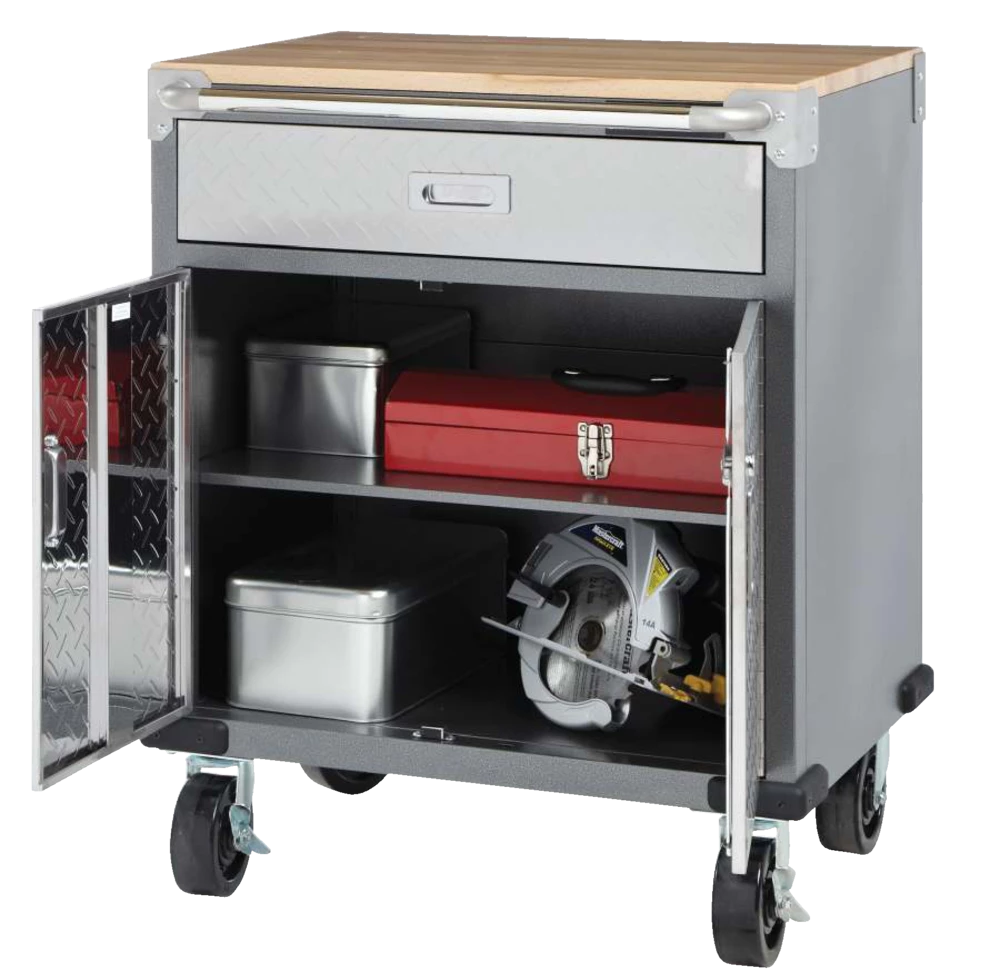 Mastercraft 2-Door, 1-Drawer Wooden Top Base Storage Cabinet With Wheels, Diamond Series, 29 X 23 X 35-in - Image 10