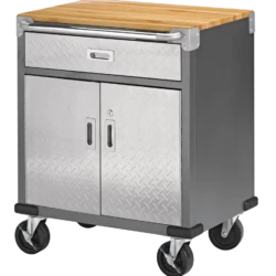 Mastercraft 2-Door, 1-Drawer Wooden Top Base Storage Cabinet With Wheels, Diamond Series, 29 X 23 X 35-in