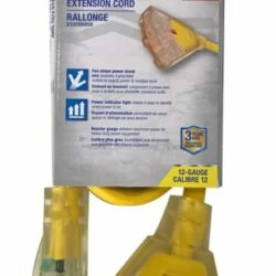 Mastercraft 3-ft 12/3 Outdoor Extension Cord With 3 Grounded Outlets And Lighted End, Yellow