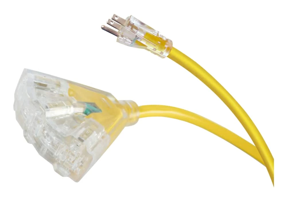Mastercraft 3-ft 12/3 Outdoor Extension Cord With 3 Grounded Outlets And Lighted End, Yellow - Image 3