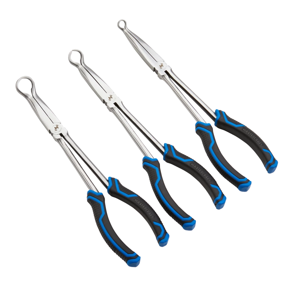 Mastercraft Hose Grip Pliers Set, Round Jaws, Comfort Grip, Rust Resistant, Carbon Steel, 3-pc